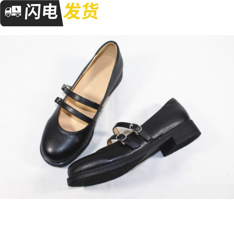 春季日系粗跟搭扣小皮鞋中跟浅口单鞋百搭女鞋复古玛丽珍鞋女启如休闲鞋