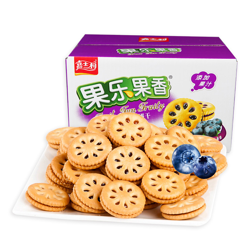 嘉士利果乐果香果酱味夹心饼干蓝莓口味205g克