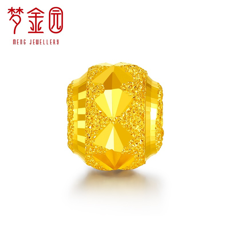 梦金园 黄金路路通转运珠 足金999车花磨砂 计价/送红绳/不含链 黄金饰品首饰