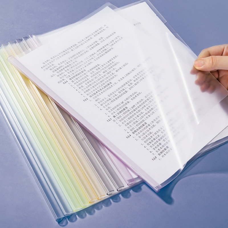 得力(deli) 10只A4水滴形抽杆夹拉杆夹文件夹 8mm彩色透明资料收纳 5色装 5850高清大图