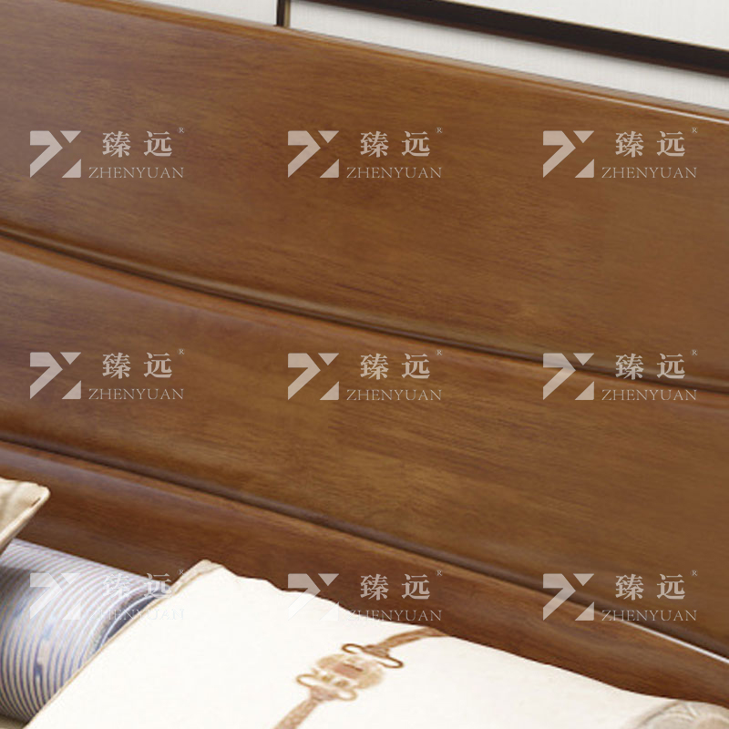 臻远 ZY4012002胡桃色实木床单人床宿舍公寓床 1.5米床含1个床头柜高清大图