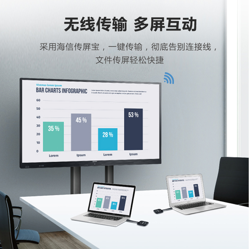 海信（Hisense）LED65W60人工智能会议平板 触摸一体机无线投屏视频会议智慧书写（拉丝黑）