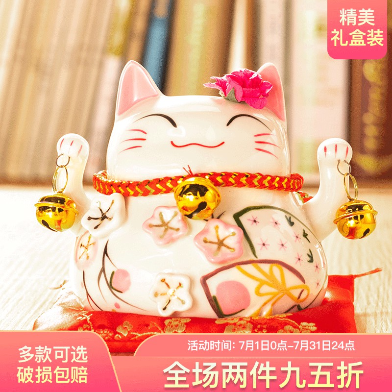 猫摆件小号开业店铺送礼收银台发财猫手工创意礼品居家装饰品 三维工匠 6寸风生水起猫高清大图