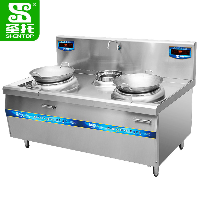 圣托(Shentop)双头单尾小炒炉 15kW饭店食堂电磁灶 双头单尾小炒炉 DCB13高清大图