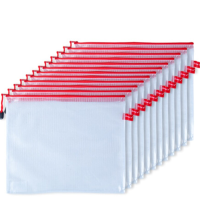 得力(deli)5654网格拉链袋文件袋资料袋透明拉链塑料档案袋a410个装 颜色随机