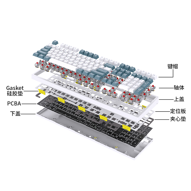 FL·ESPORTS/腹灵GP108 CPS 白面水绿PBT键BOX白轴 键盘