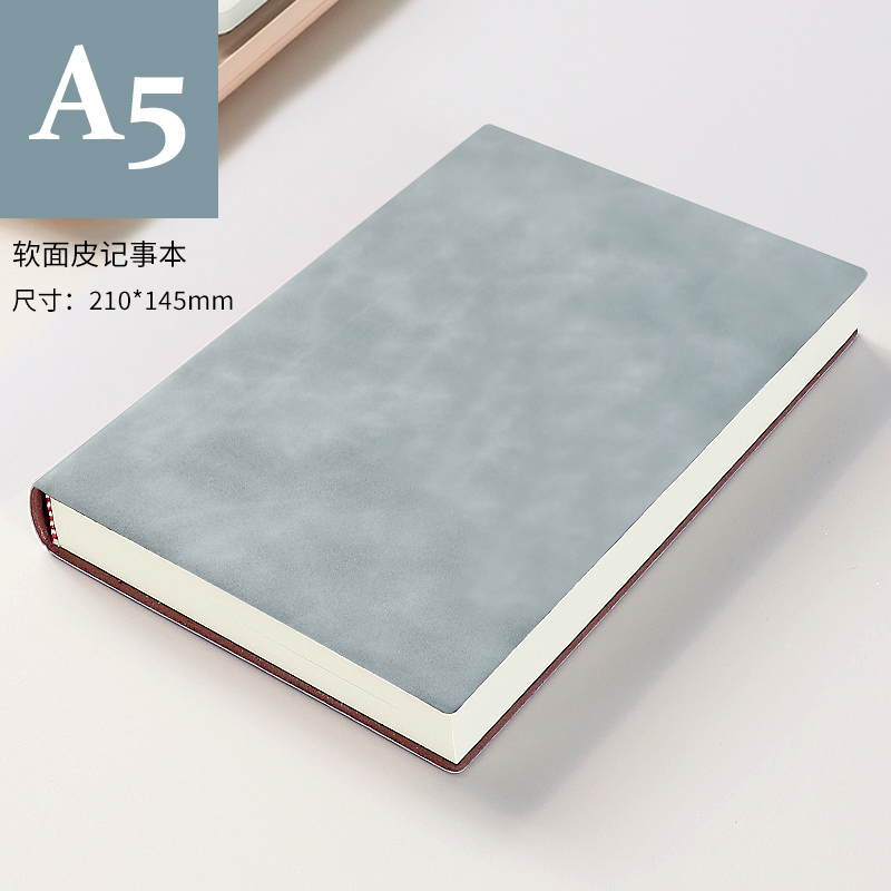 【补贴10%】笔记本子加厚带扣皮质记事本商务人士简约大学生a5会议记录本文艺精致复古日记本办公用超厚工作厚本子皮面 A5灰绿色【简约款】【240页】