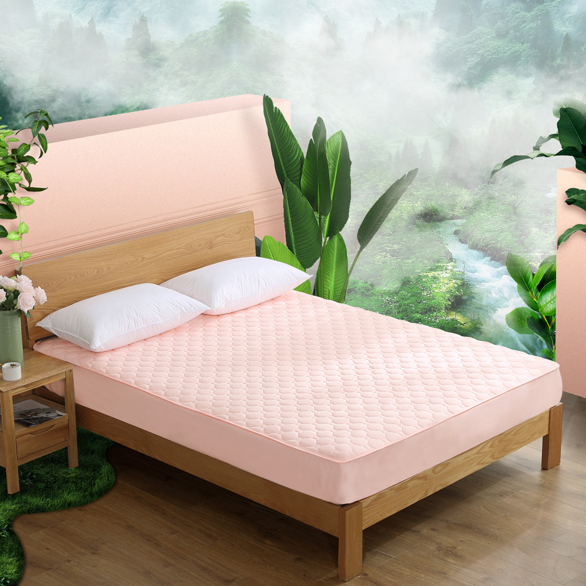 水星家纺 爱丽雅抗菌床护垫 床垫垫子床笠式防滑保护垫(薄款)