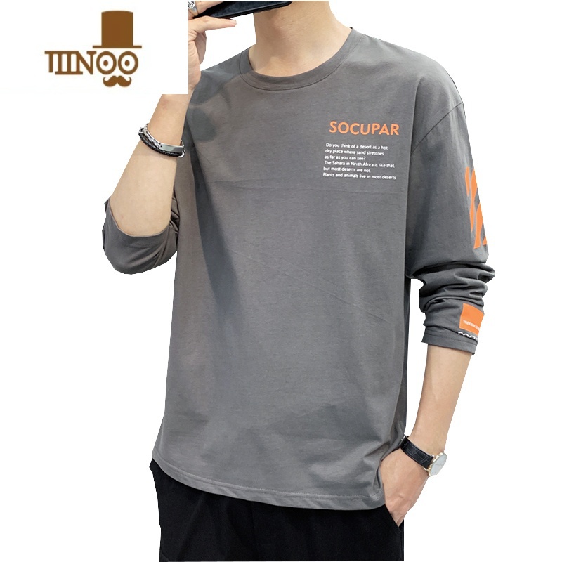 YANXU长袖t恤男士秋装潮牌宽松卫衣休闲打底衫上衣体恤男装N高清大图