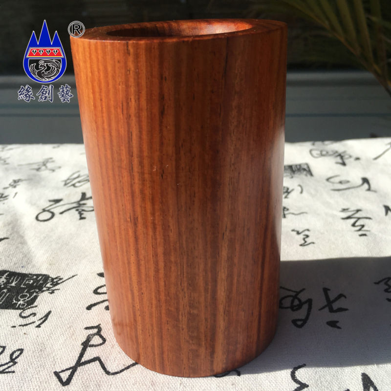 红木笔筒缅甸花梨整木实木大果紫檀摆件办公桌收纳笔插