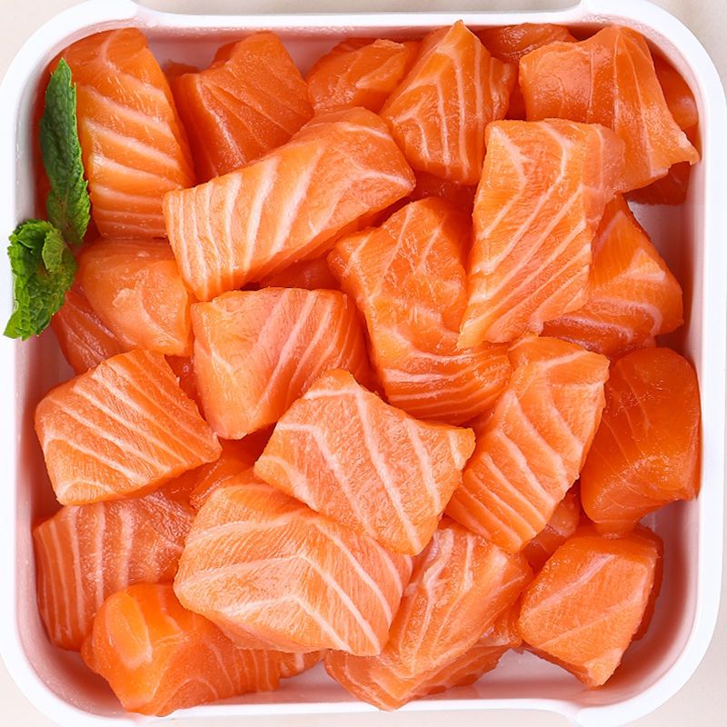 赛卡伊国产冰鲜冷冻新鲜三文鱼中段切块新鲜纯肉去皮去骨净肉三文鱼中