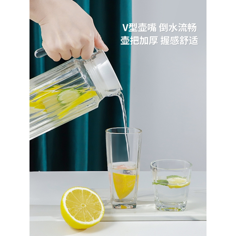 家居大容量冷水壶玻璃水壶家用鸭嘴扎壶凉水壶_八角壶1100ml