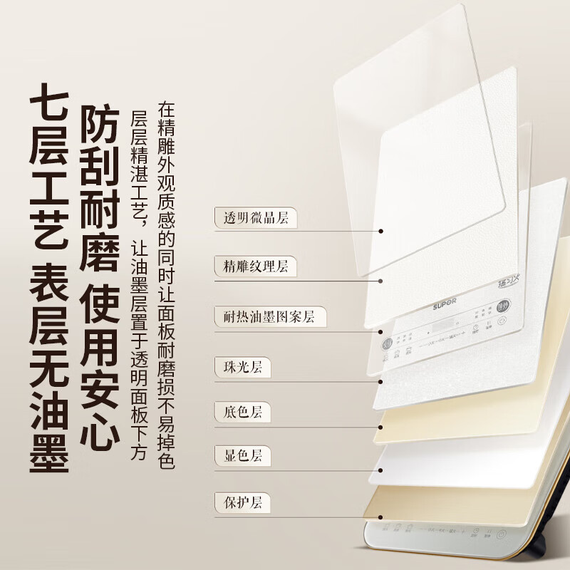 苏泊尔(SUPOR)电磁炉大功率触控六大功能定时配双锅 C22-IA09[新款-2200W-配双锅]高清大图