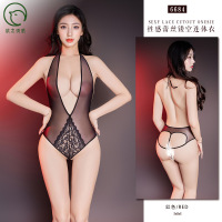 情趣内衣欲之诱惑高弹火辣性感紧身蕾丝挂脖床上sm连体女情趣内衣 均码 黑色