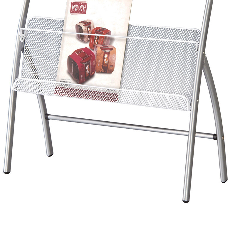 得力9301报刊架简约型 四层商务铝合金夹条报纸架报刊架 高0.8米(灰)