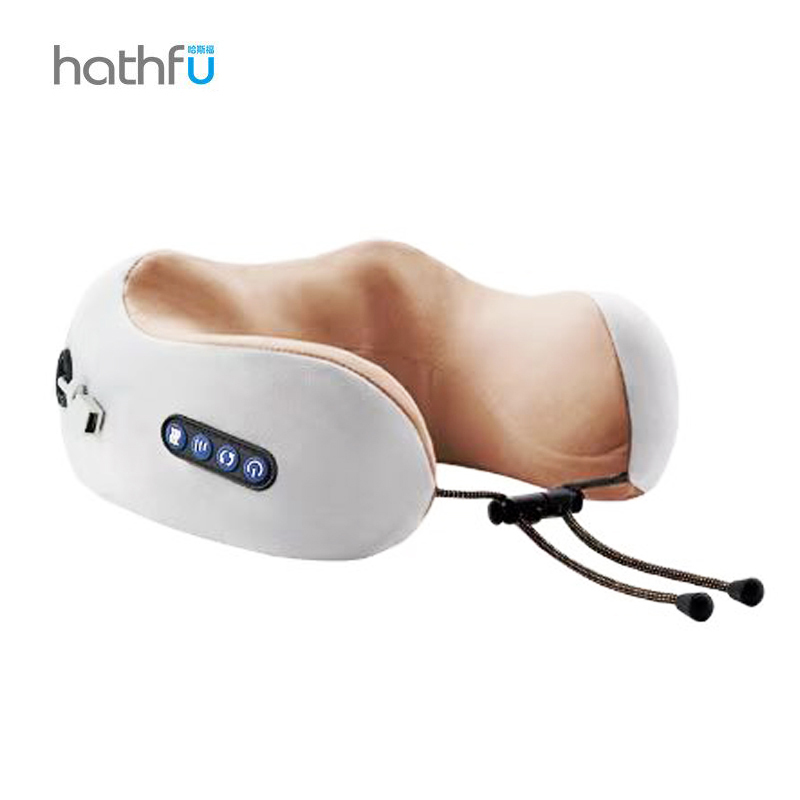 哈斯福家用办公U型颈椎按摩枕头 疲劳放松护颈托神器 电动多功能揉捏脖子按摩仪器(亲肤绒布款)高清大图