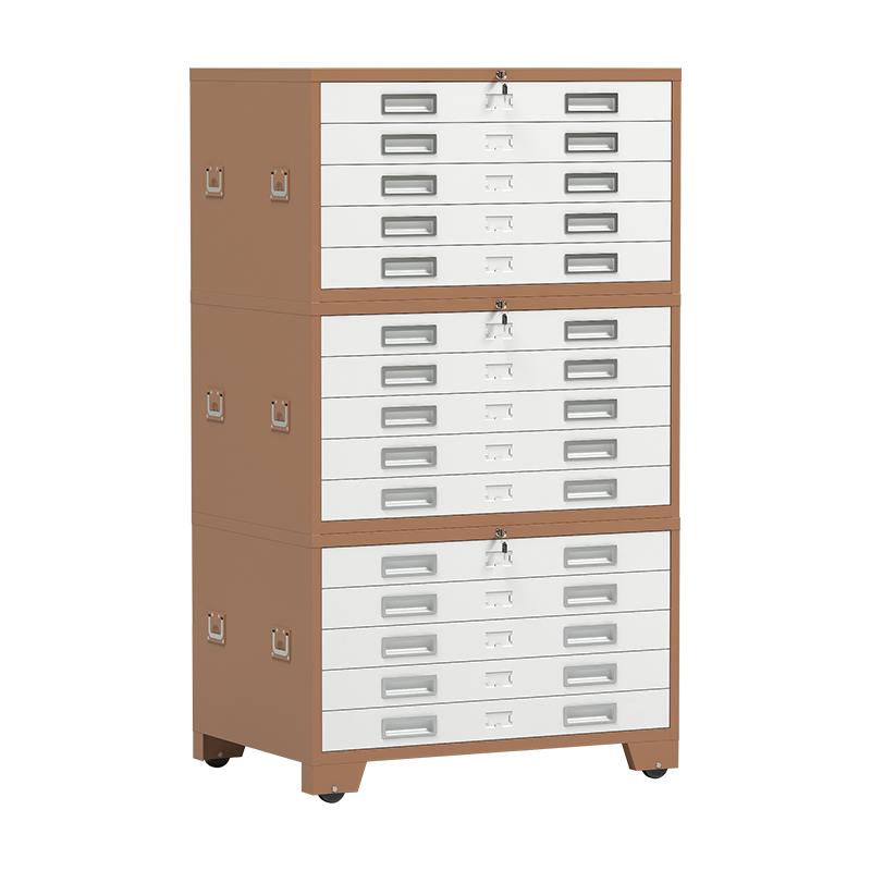 臻远 ZY-DTGA-9 工程图纸柜收纳柜 咖白色1号三节柜
