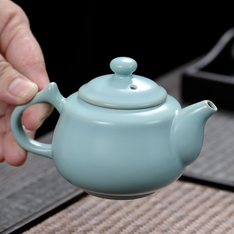 元青茶壶(MULTIPOTENT)汝窑茶壶开片可养陶瓷功夫茶具泡茶壶单壶 如意壶160ML高清大图