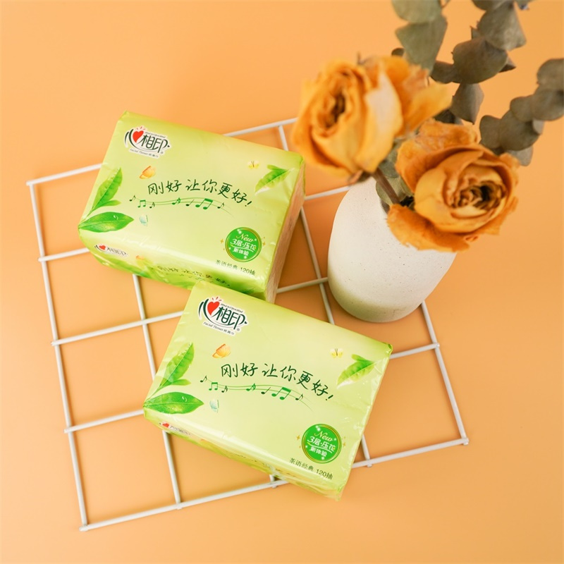 心相印茶语经典系列抽纸3层120抽18包整箱装S码(小规格)面巾纸擦手纸餐巾纸卫生纸茶叶压花带茶香纸家用实惠
