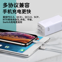 苏宁小Biu GaN氮化镓65W PD快充充电器适用华为/小米/苹果手机/笔记本65W三口快充充电器小身材大用途