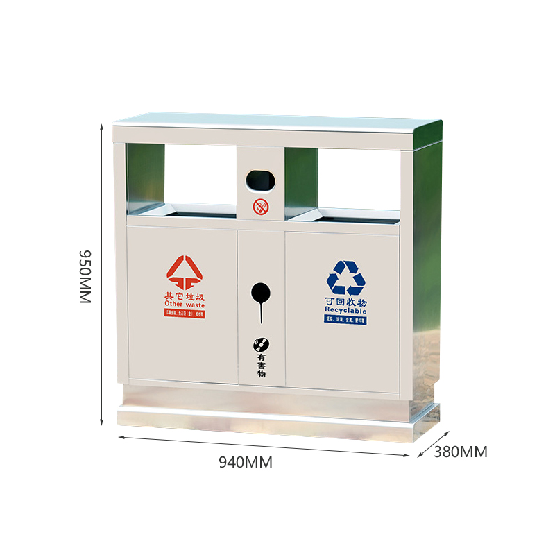 翌嘉 YJ4070405不锈钢分类垃圾箱公共场合环卫果皮箱户外垃圾桶 304不锈钢永康桶原色高清大图