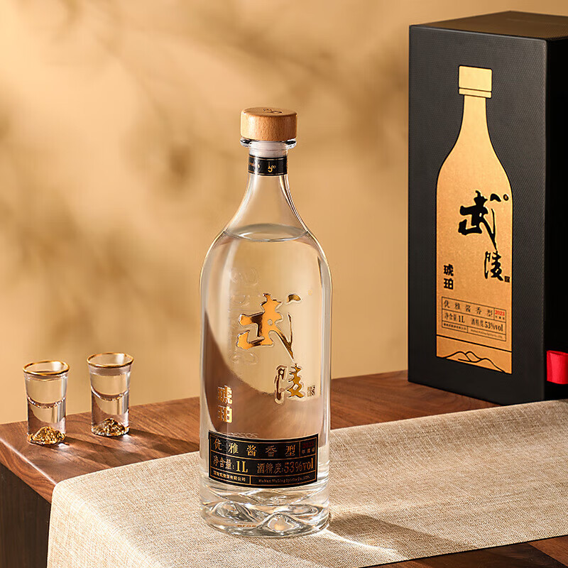 武陵 琥珀升级版 53度酱香型白酒纯粮固态大曲 1000mL 4瓶整箱装