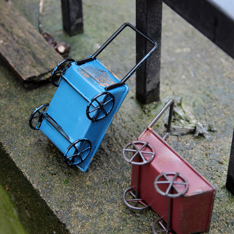 zakka杂货创意家居装饰金属铁艺摆件拍照背景道具铁艺迷你小推车