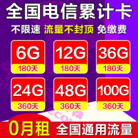 全国电信4G上网卡 200G流量累计包年卡资费卡流量卡手机卡全国通用无漫游无限流量卡0月租手机路由器随身mifi纯流量卡