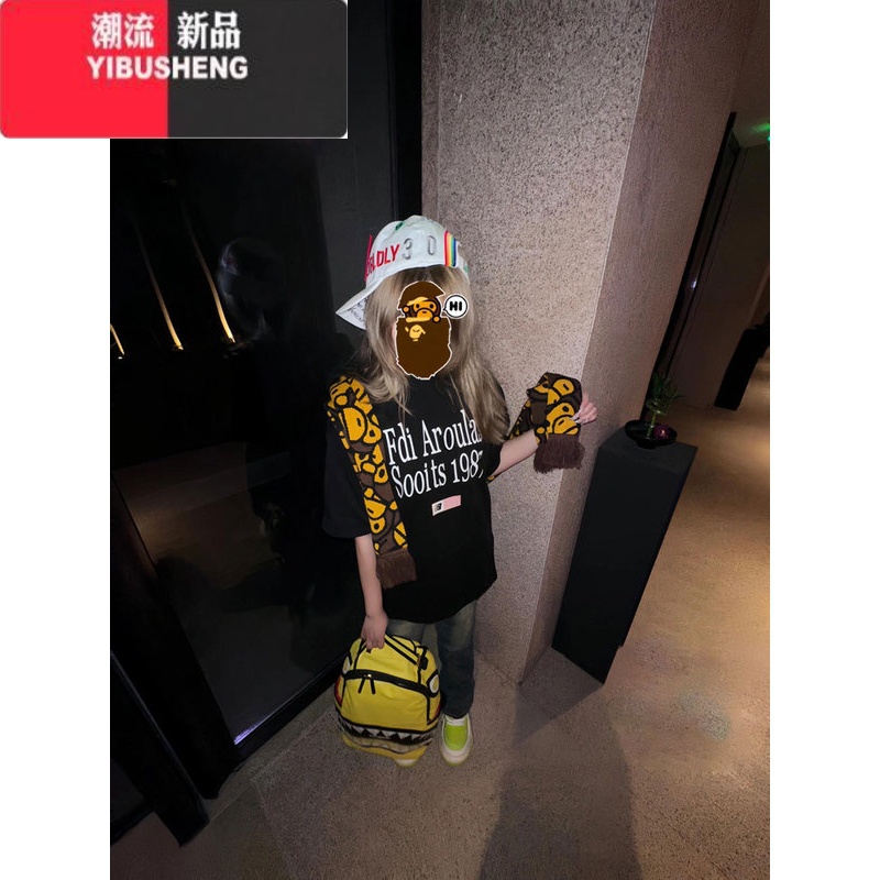 YIBUSHENG美式复古黑色短袖t恤女2024季设计感小众潮牌宽松半袖上袖高清大图