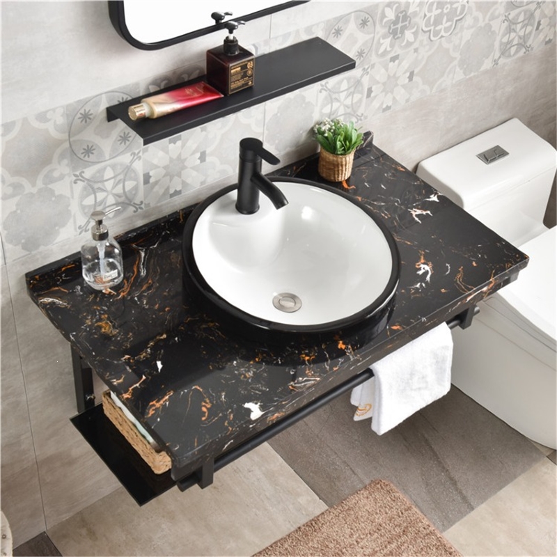 简易大理石台面小户型浴室柜台中盆组合藤印象卫生间洗脸盆挂墙式洗手