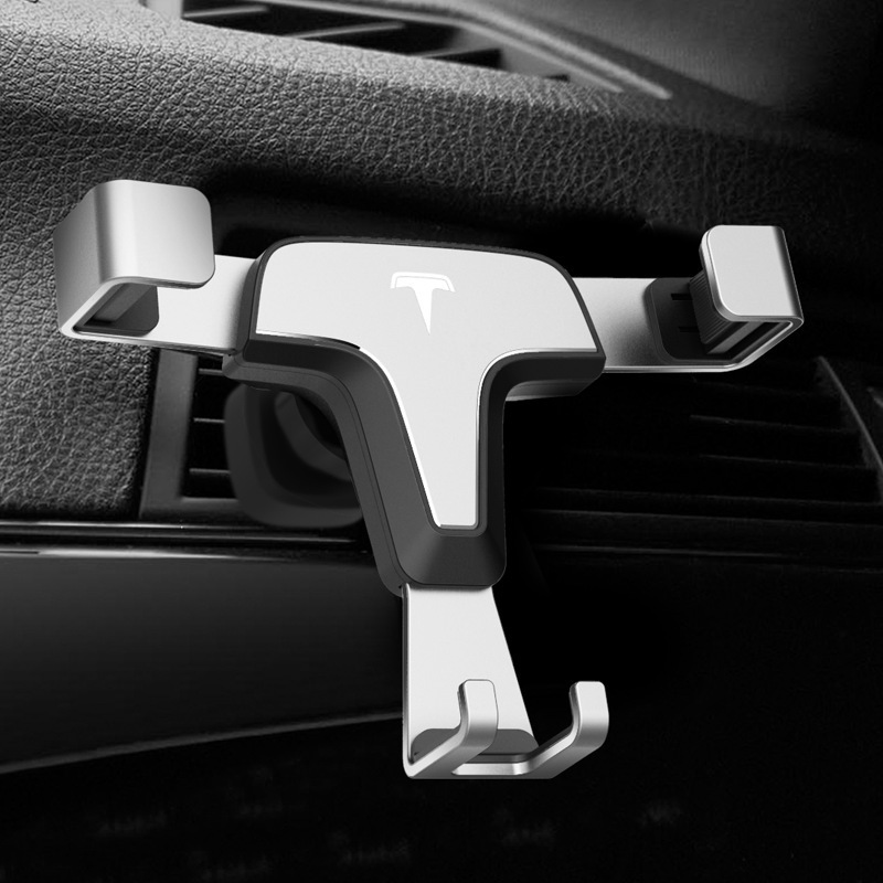 汽车空出风口支架金属手机夹创意车用t型重力联动车载支架55寸4寸通用