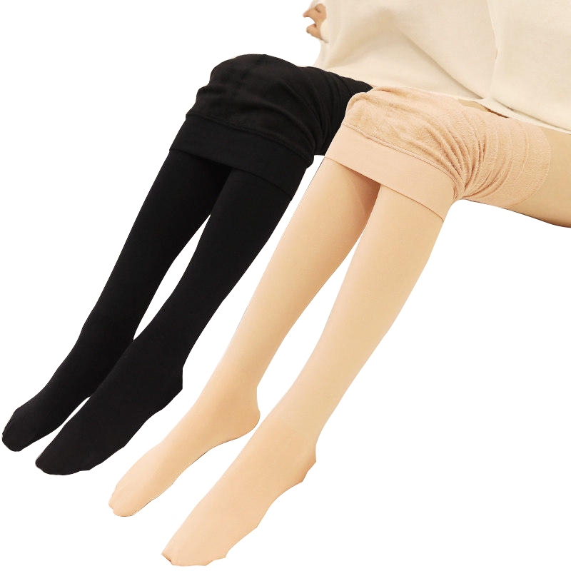 浪莎 薄绒加绒秋冬季踩脚加厚丝袜打底裤袜光腿隐形肉色肤色女神器