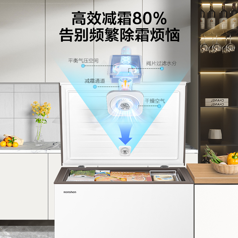 容声(Ronshen)200升减霜冰柜家商两用冷藏冷冻转换单温一级能效节能省电卧式冷柜 BD/BC-200ZMSMB
