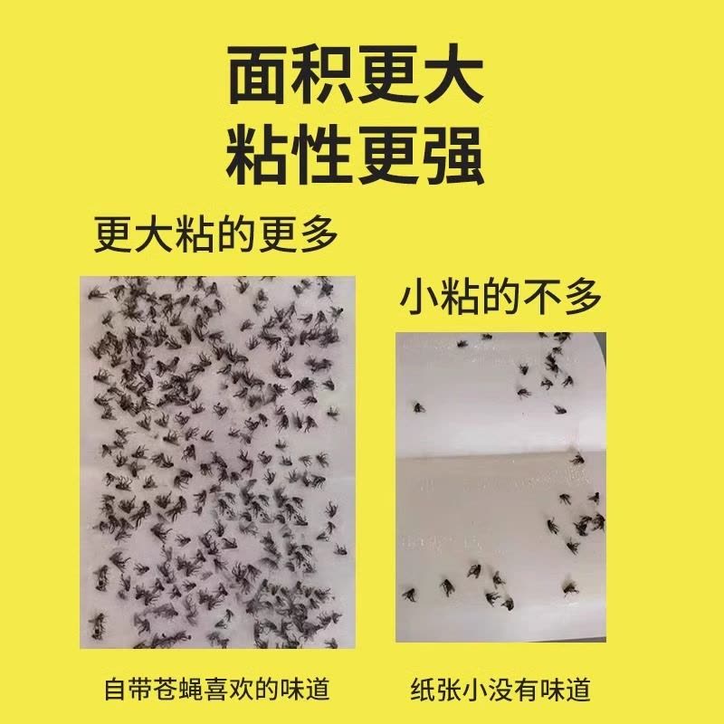 粘蝇纸苍蝇贴强力粘蝇板灭蝇子蚊子杀手克星捕捉器饭店一扫光自带 50片图片