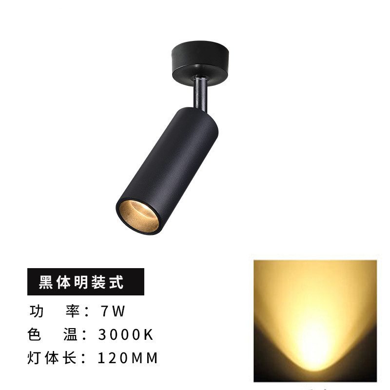 长筒胡桃射灯明装里小射灯餐饮KTV清吧酒吧LED 7W 3000K 长120mm 暖光