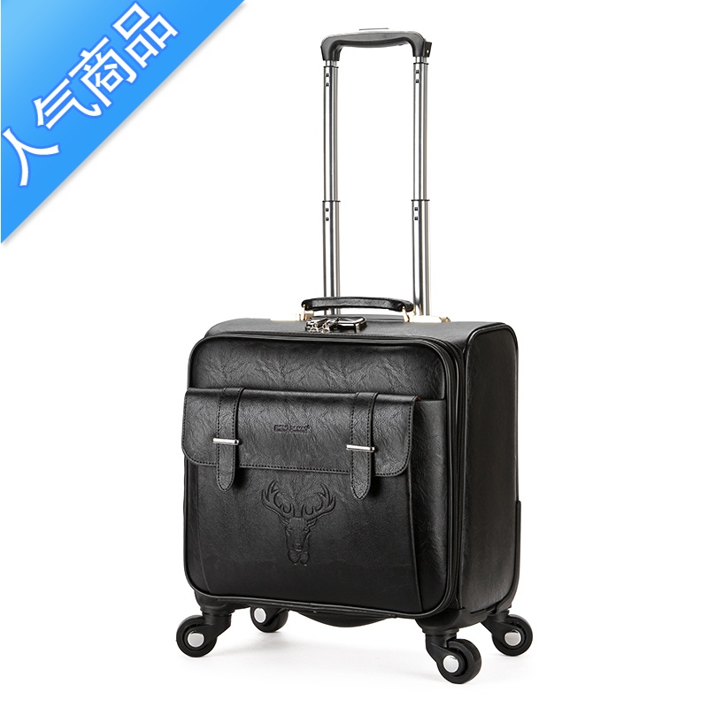 FENGHOU拉杆箱男士商务18寸小型登机皮箱时尚旅行箱女休闲手提密码行李箱9L8156 18寸方款送箱套+电脑包+运险 魅力黑