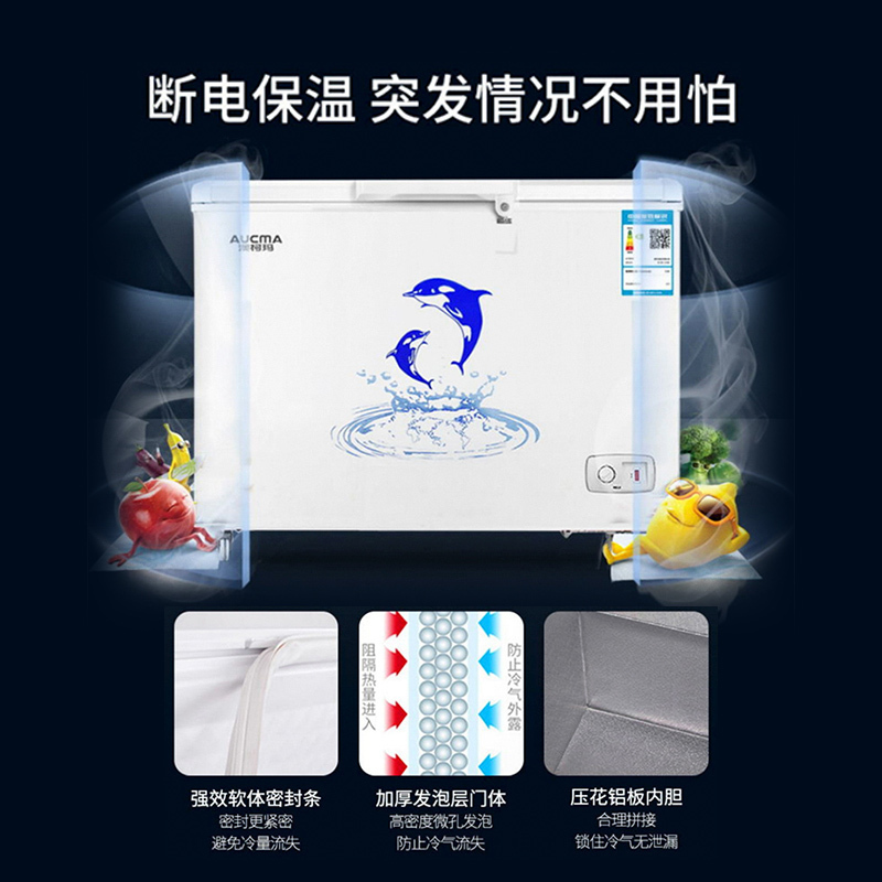 澳柯玛(Aucma) 323升单温冰柜卧式 商用冷藏冷冻转换柜 节能断电保温顶开门大冷柜BC/BD-323SH