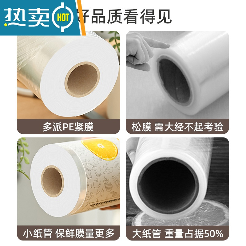 敬平保鲜膜家用大卷经济装厨房微波炉用蔬菜水果冰箱冷藏 中号780克(宽30cm*长约700米) 1