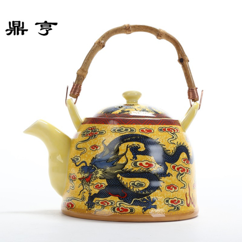 鼎亨陶瓷茶壶大号耐高温青花瓷提梁壶夏日家用凉壶饭店餐馆泡茶