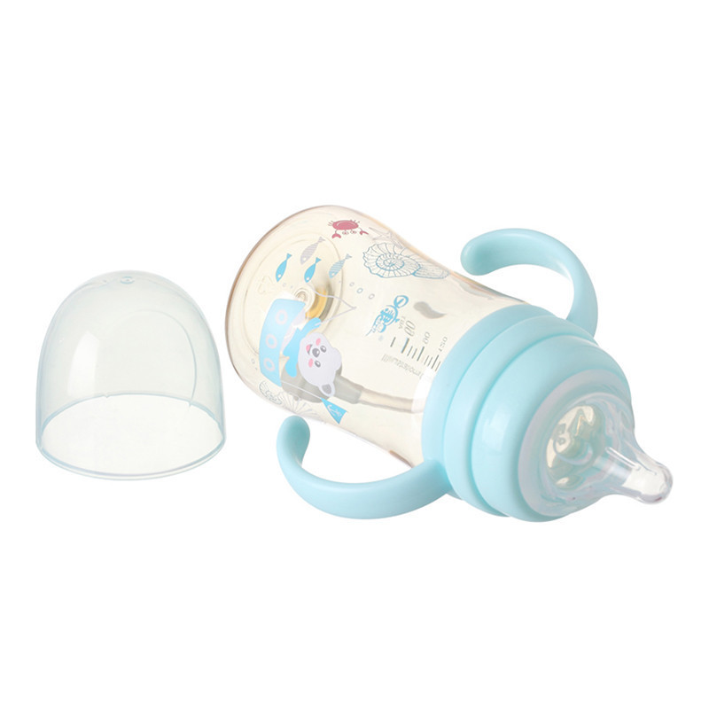 [苏宁自营]日康(rikang)宽口有柄自动奶瓶(240ML ppsu)RK-3165 PPSU带手柄吸管