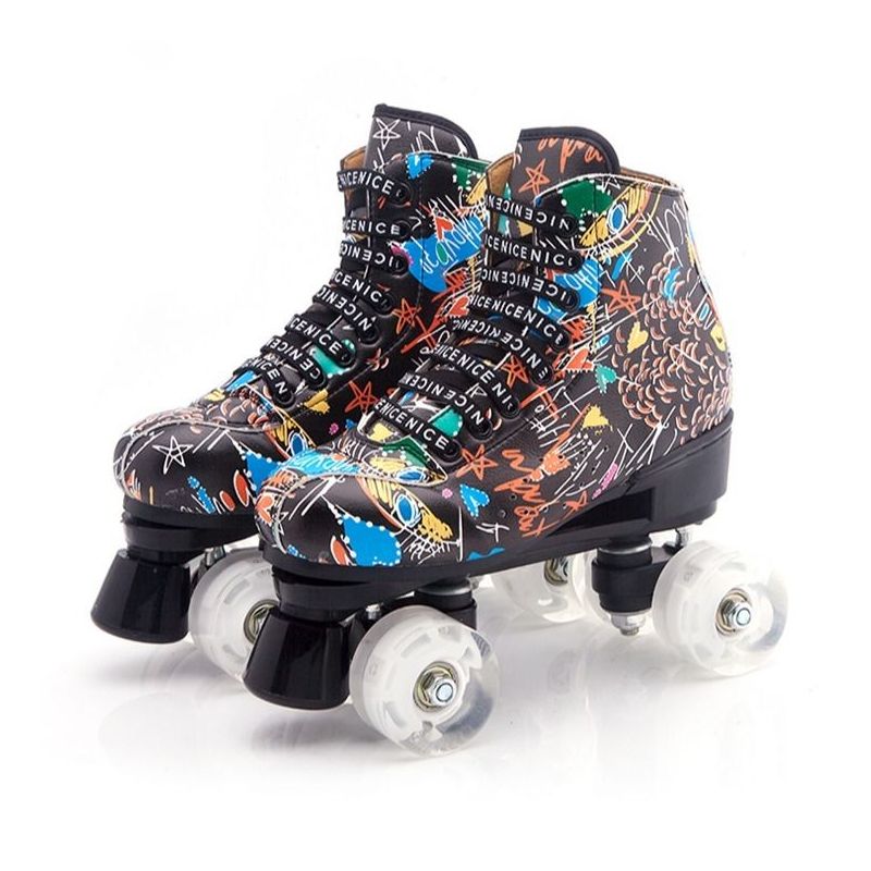 成人双排溜冰鞋旱冰鞋成年男女双排轮双排轮滑鞋四轮闪光夜光r9