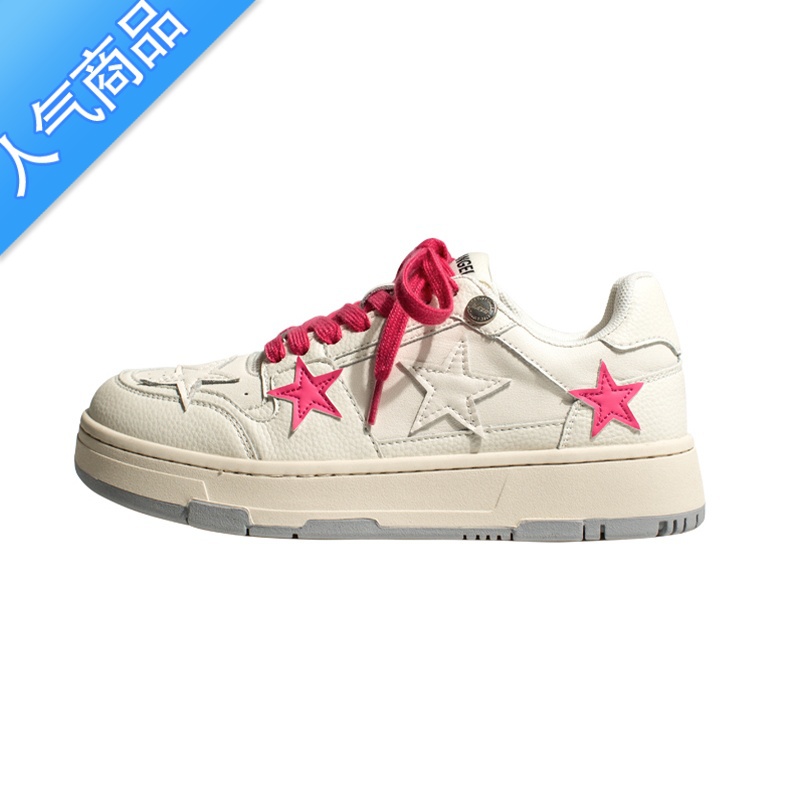 SUNTEK小众厚底星星休闲板鞋女2023春季新款时尚百搭运动增高街拍小百S高清大图