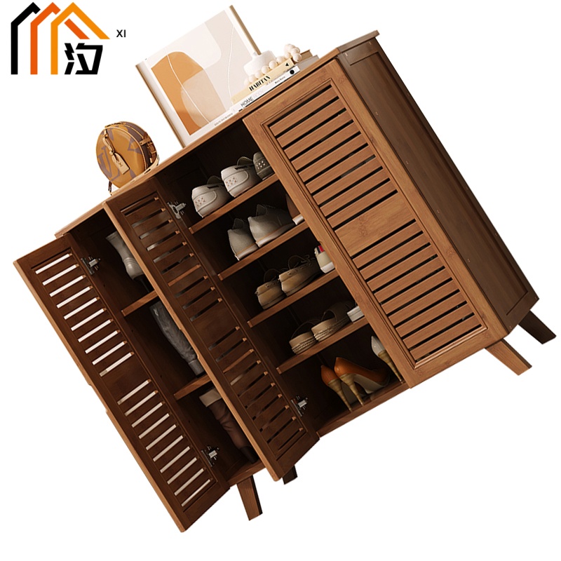 汐木质鞋柜三门个高清大图