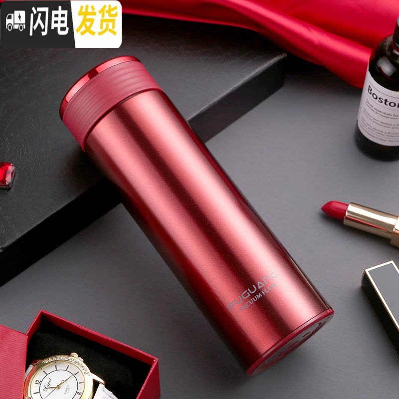 三维工匠保温杯男士便携304不锈钢户外真空大容量车载商务水杯 透明红图片