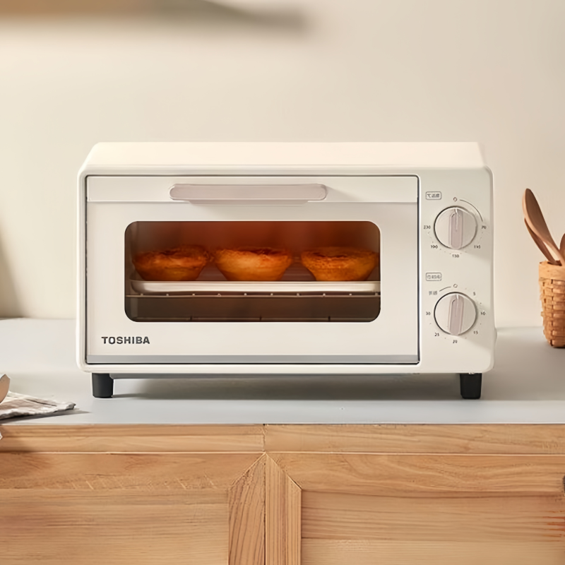美的东芝桌面式烤箱家用网红复古电烤箱迷你多功能10L烘培箱 ET-VD6100 浅杏