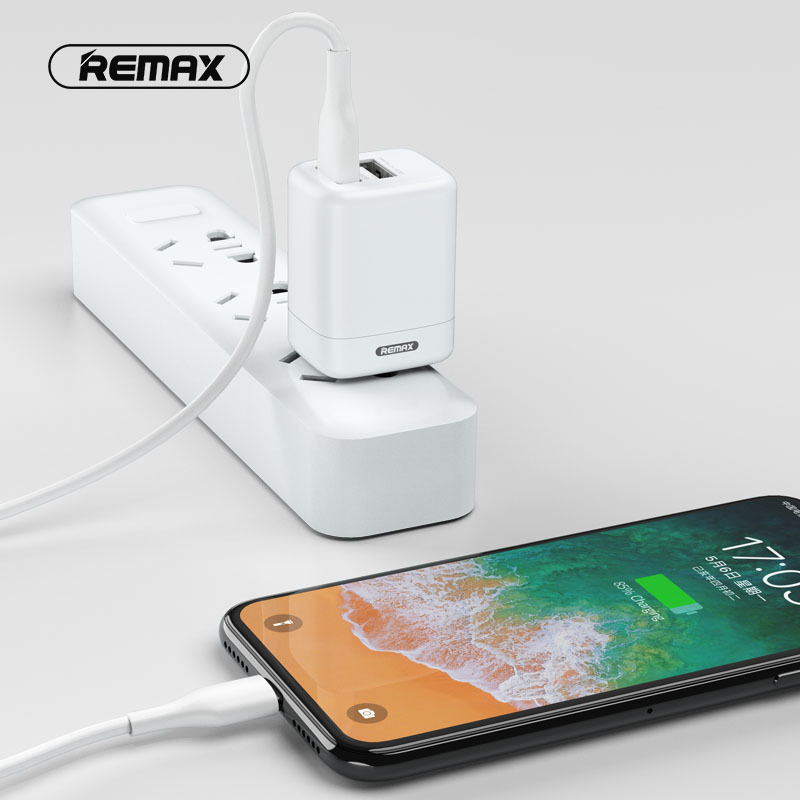 REMAX 迷你 双USB适配器 2.4A 黑色 充电器头多口USB双口苹果X华为小米安卓vivo手机通用多功能插座