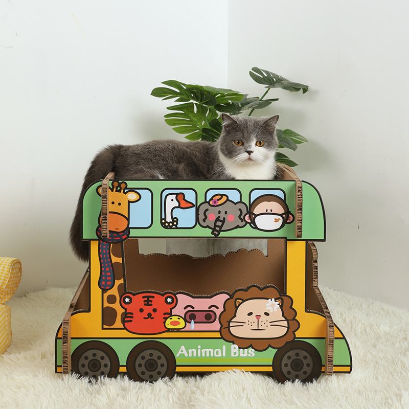 车型猫抓板 双层动物巴士