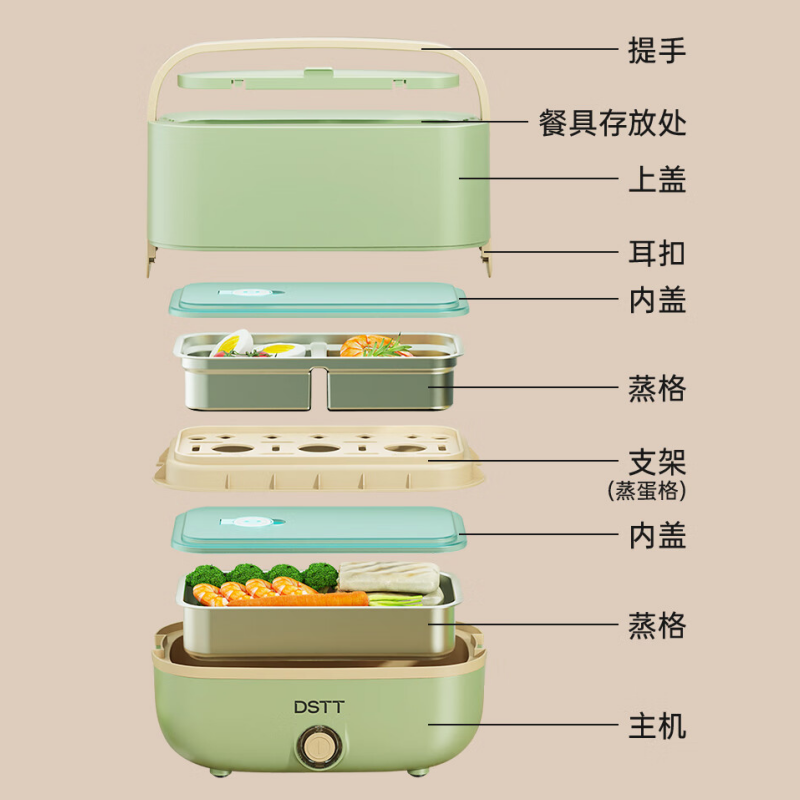 都市太太电热饭盒白领午餐可插电加热保温学生上班族带蒸饭热饭神器 DSDRFH-6026高清大图