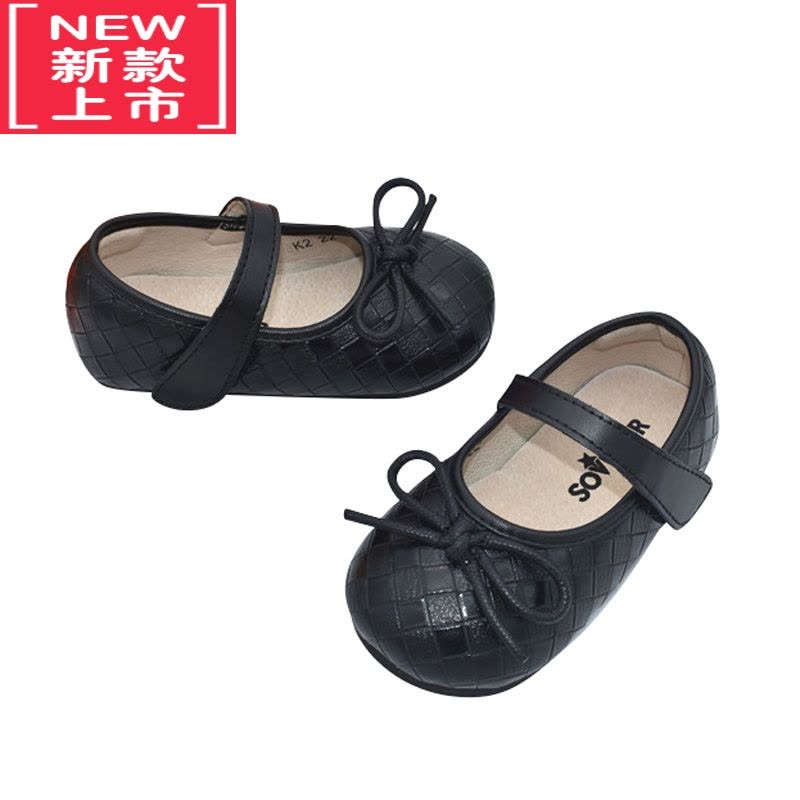 可莉允新款内里童鞋方格蝴蝶结女童小皮鞋儿童软底宝宝春秋公主鞋运动休闲鞋图片