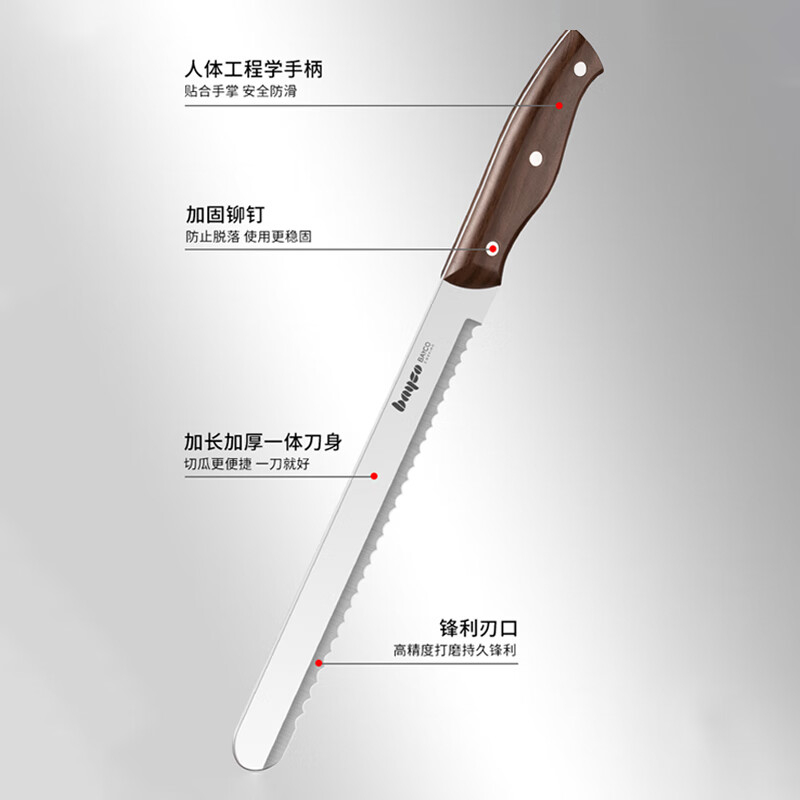 拜格(BAYCO)家用面包刀锯齿刀烘焙工具厨房不锈钢切吐司不掉渣刀具BD2801高清大图